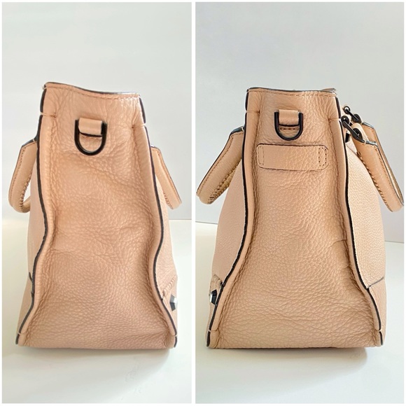 REBECCA MINKOFF REGAN pink leather black hardware top handle zipper closure bag - Picture 3 of 11